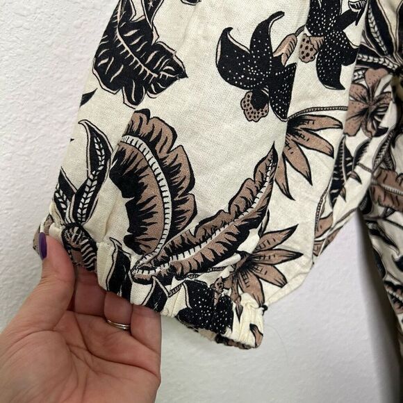 June + Vie Linen Square Neck Puff Sleeve Floral Top Women’s Size 22/24 1X - Picture 4 of 15